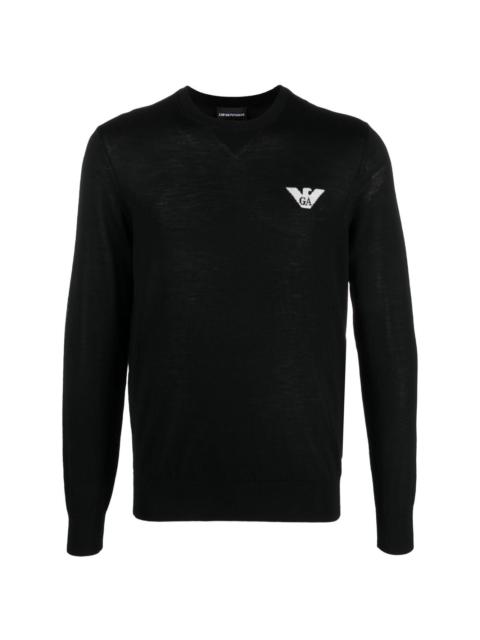 Eagle-jacquard virgin-wool jumper