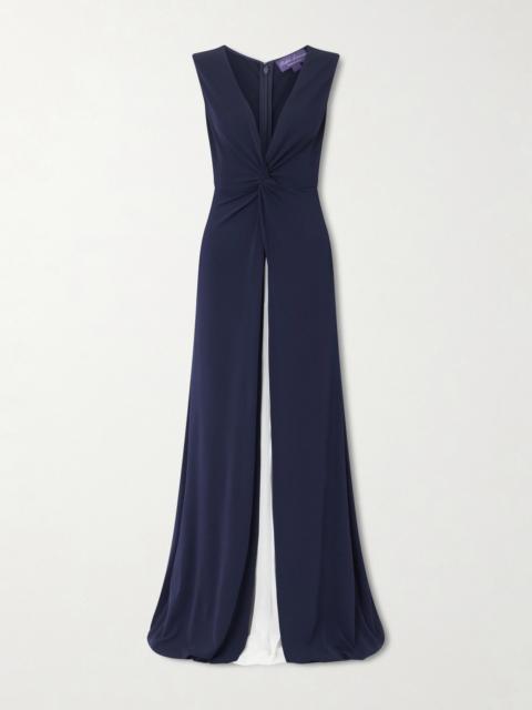 Ralph Lauren Knotted Pleated Chiffon And Stretch-jersey Gown