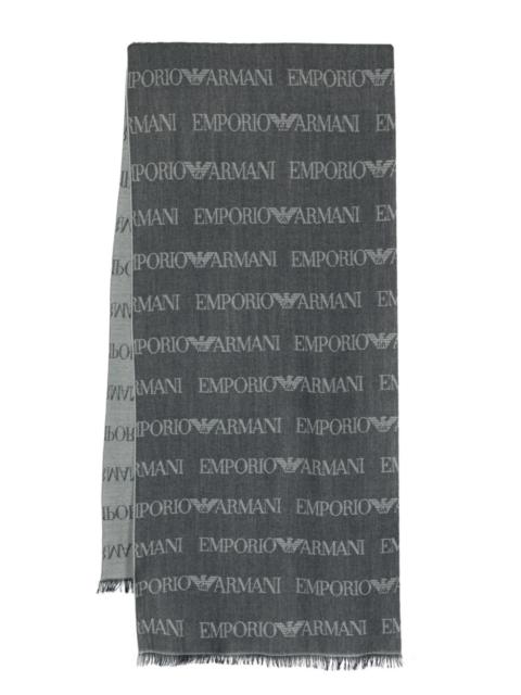 EMPORIO ARMANI Allover logo wool blend scarf