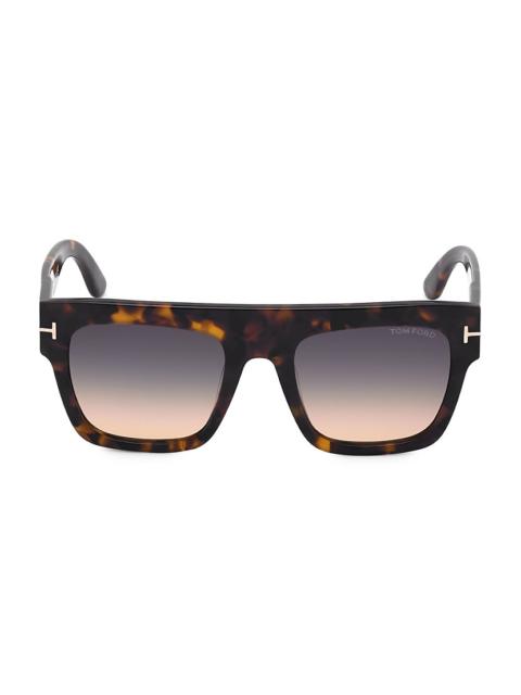 TOM FORD Havana & Gradient Smoke 52MM Square Sunglasses