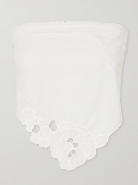 SIR. Klara Cropped Broderie-anglaise-trimmed Cotton-poplin Top