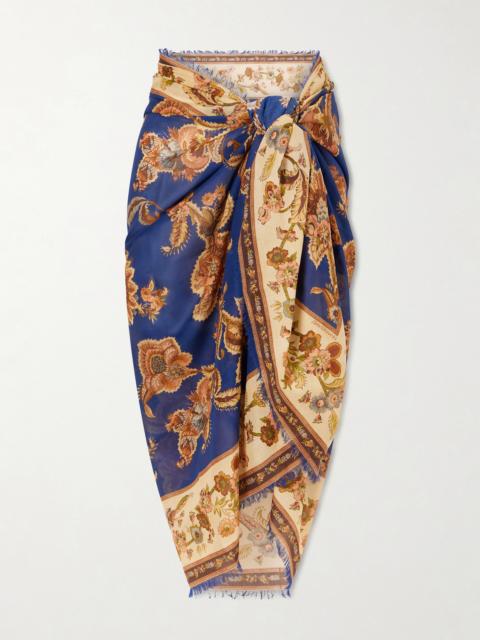 Zimmermann Frayed Printed Cotton Pareo