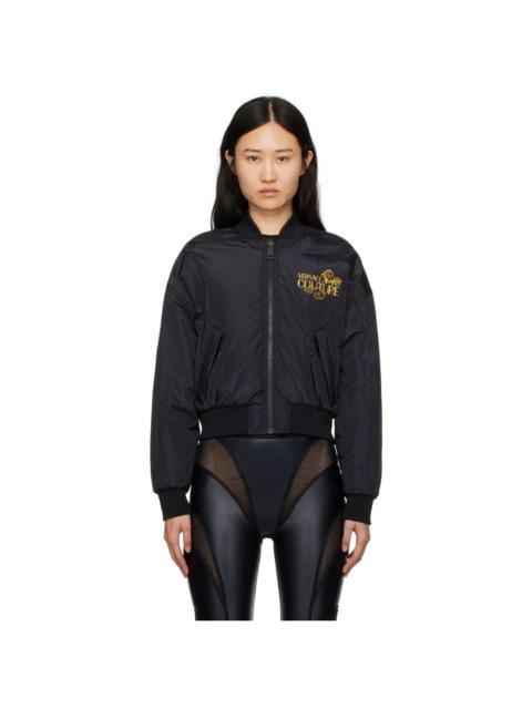 VERSACE JEANS COUTURE Black Padded Reversible Bomber Jacket