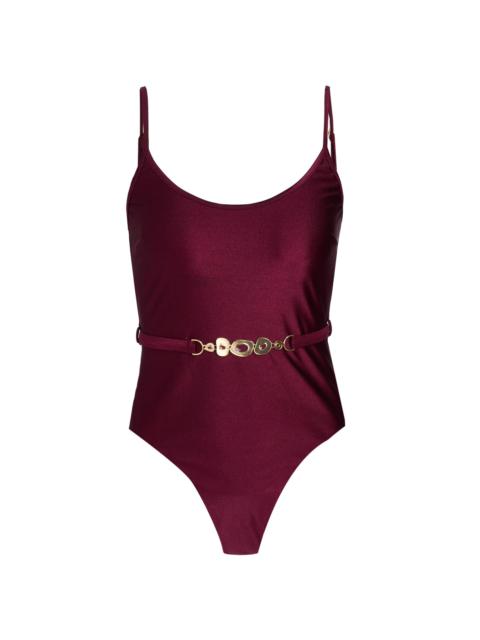 Zimmermann Women's Awaken Belted One-Piece Swimsuit - Burgundy