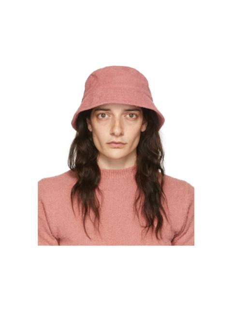 AURALEE Pink Organic Cotton Terrycloth Bucket Hat