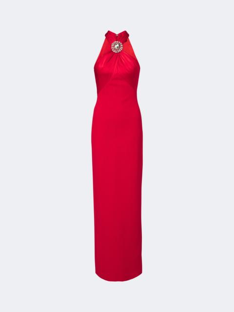 David Koma Embellished halterneck satin-trimmed gown