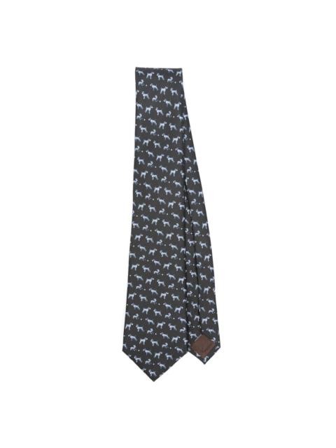 dog-print silk tie