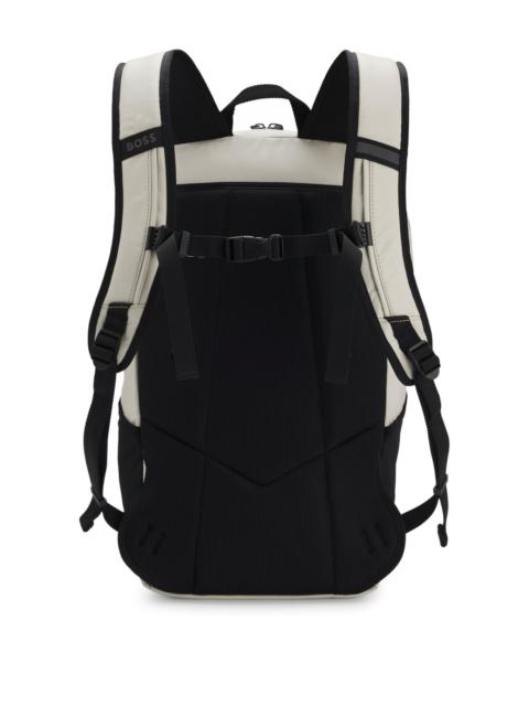 BOSS FAUX-LEATHER BACKPACK WITH REFLECTIVE DETAILS