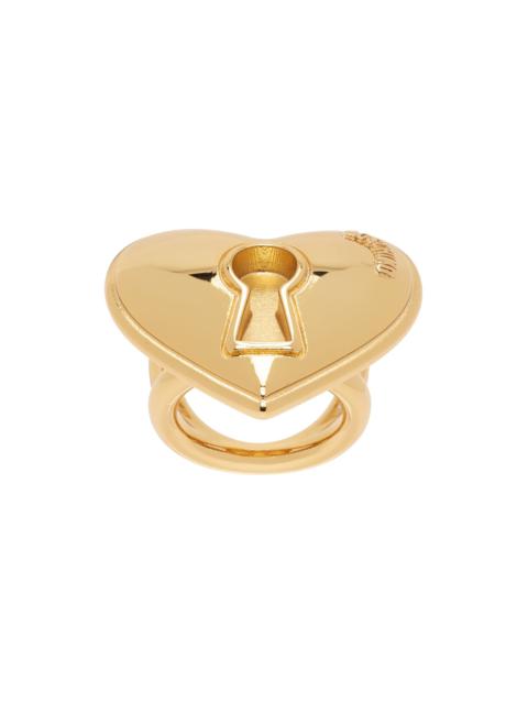 Moschino Gold Heart Lock Ring