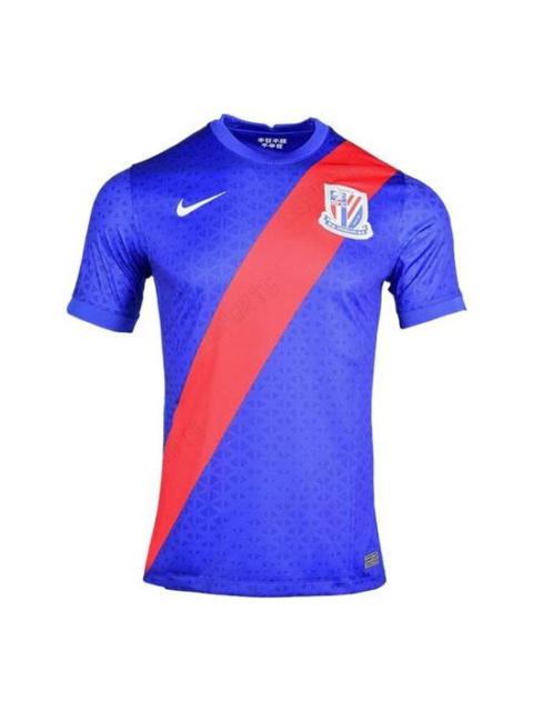 Nike Men's Nike Casual Colorblock Sports Logo Soccer/Football Short Sleeve Blue T-Shirt CT6191-485
