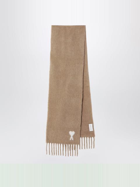 AMI Paris Beige Ami de Coeur scarf in alpaca blend