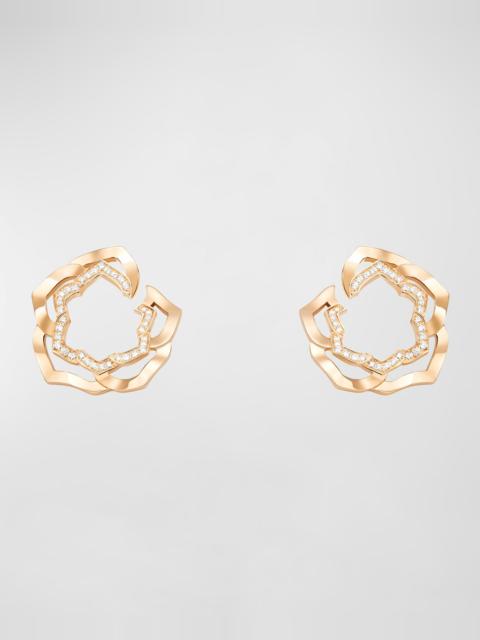Piaget 18k Rose Gold Diamond Rose Earrings