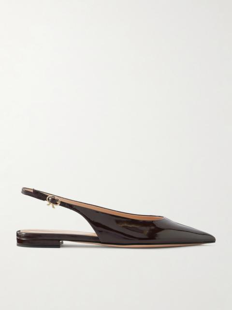 Gianvito Rossi Robbie Leather Polished-leather Slingback Flats