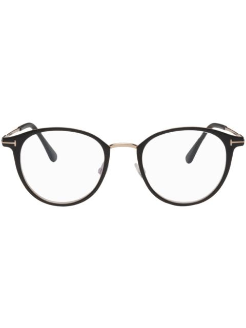 TOM FORD Black Round Blue-Block Glasses