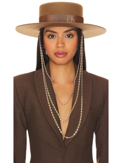 RUSLAN BAGINSKIY Monogram Embellished Canotier Hat