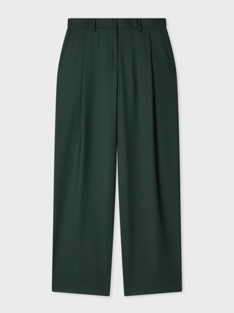 Paul Smith Women's A Suit To Travel In - Dark Green Pleated Wide Leg Wool Trousers