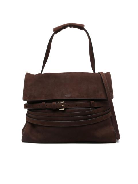 Moschino buckle nubuck leather tote bag