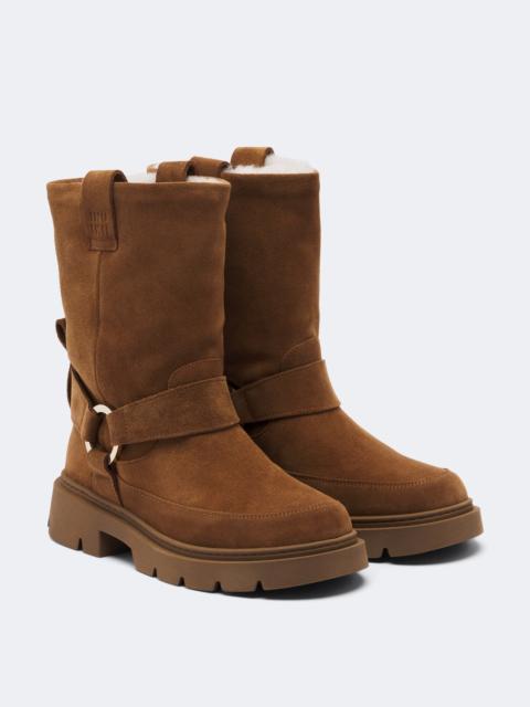 INUIKII Biker shearling-lined suede ankle boots