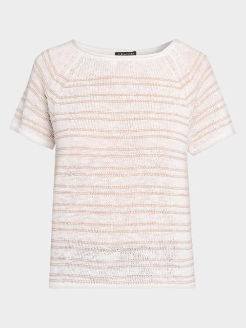 EILEEN FISHER Slubby Bateau-Neck Striped Sweater