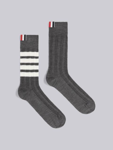 Thom Browne Washable Merino 4-Bar Mid Calf Socks