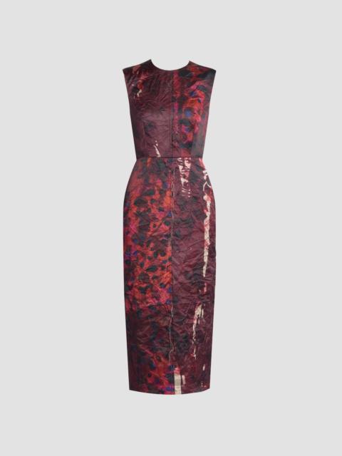 Erdem TEXTURED SATIN SLEEVELESS MIDI DRESS