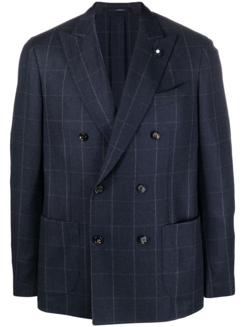 LARDINI double-breasted checked blazer