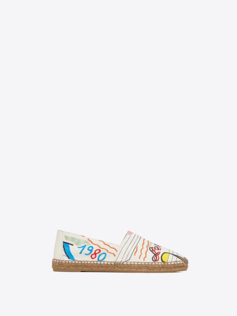 SAINT LAURENT ysl embroidered espadrilles in love 1980-print canvas