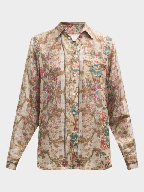 Pierre-Louis Mascia Floral-Print Silk Blouse