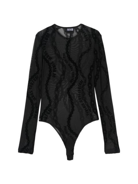 VERSACE JEANS COUTURE Chain Couture-print tulle bodysuit