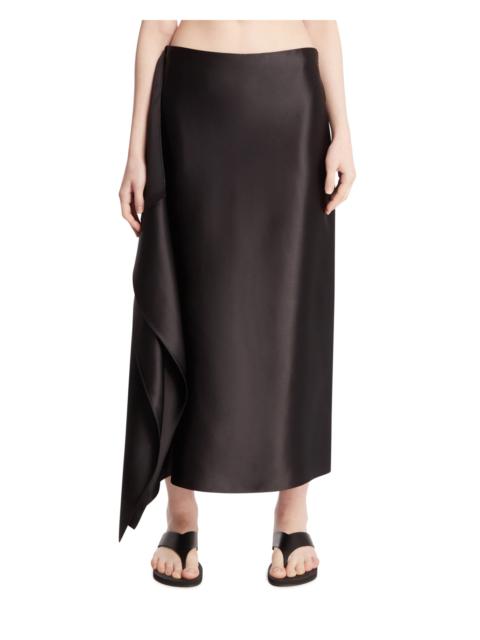 The Row Black Draped Silk Skirt