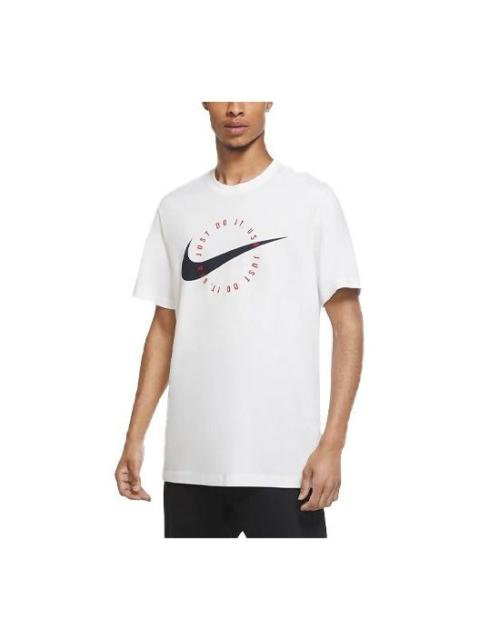 Nike Men's Nike Logo Alphabet Printing Sports Round Neck Short Sleeve White T-Shirt DA8866-100