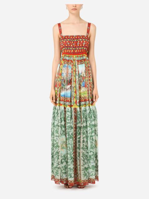 Dolce & Gabbana Long Carretto-print chiffon dress