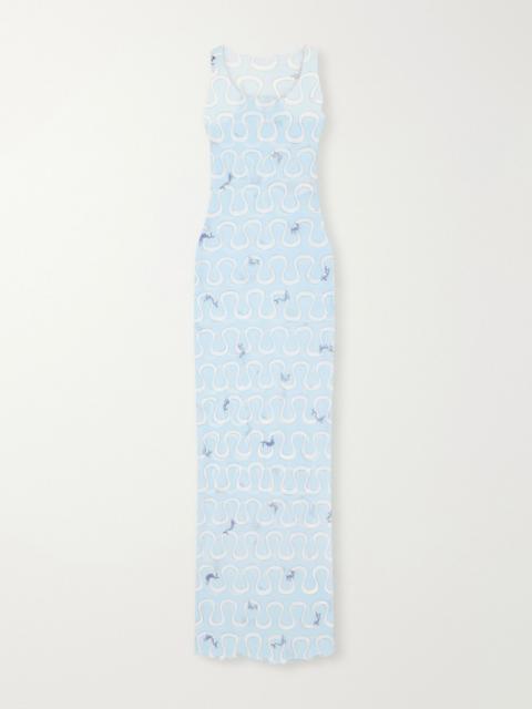 PUCCI Printed tulle maxi dress Light blue