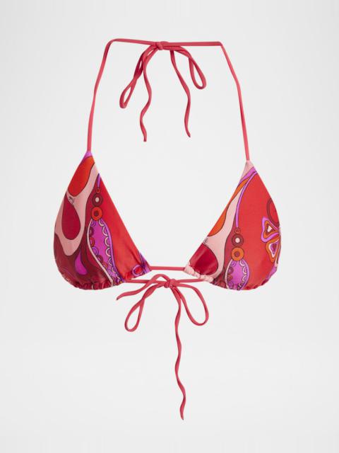 Orchidee-Print Triangle Bikini Top