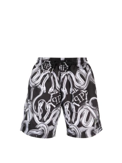 Snake logo-print swim shorts