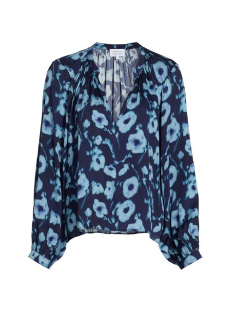 TANYA TAYLOR Women's Sonia Poppy Dots Silk-Blend Top - Maritime Blue Multi