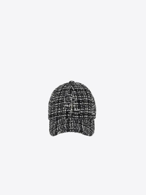 SAINT LAURENT sl baseball cap in checked tweed wool