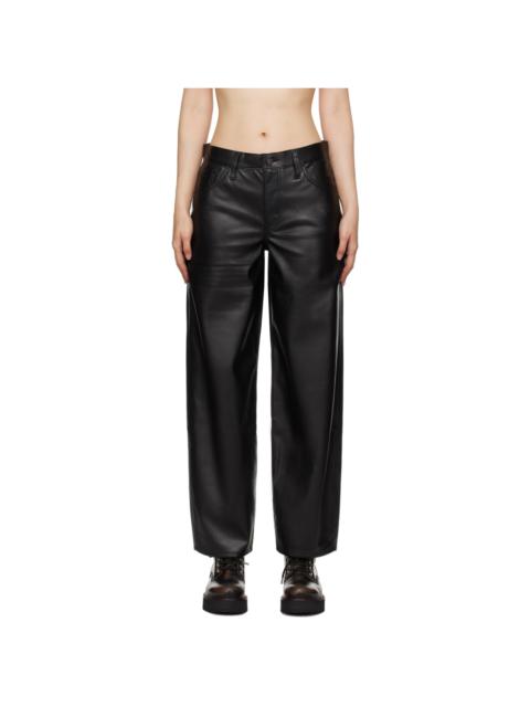 Levi's Black Baggy Dad Faux-Leather Trousers