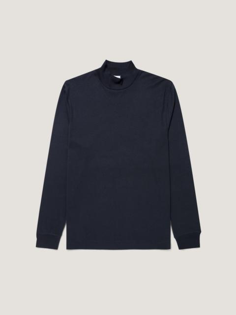 Sunspel Long Sleeve Brushed Cotton Mock Neck T‑shirt
