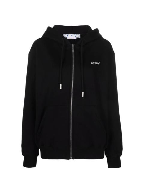 Diag-strip print zip-up hoodie