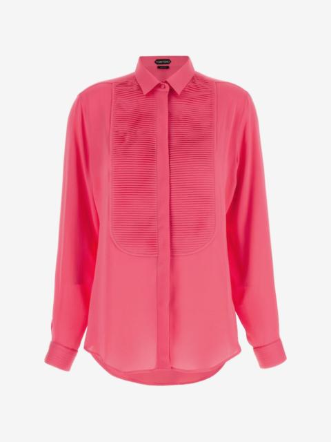 TOM FORD silk tuxedo shirt with pleated plastron