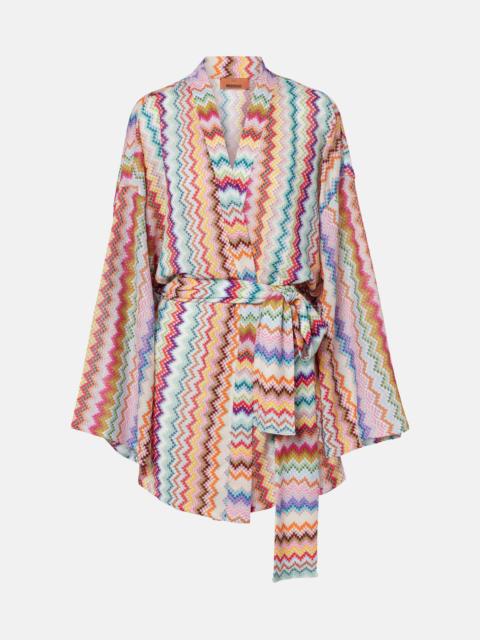 Missoni Zig Zag oversized lamé wrap cardigan