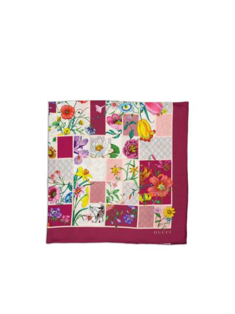 GUCCI floral-print block-design scarf