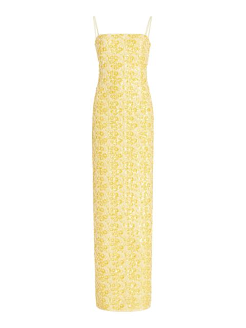 Savia Embellished Jersey Gown yellow