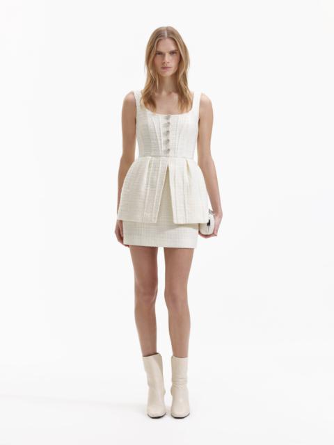 Cream Boucle Peplum Mini Dress