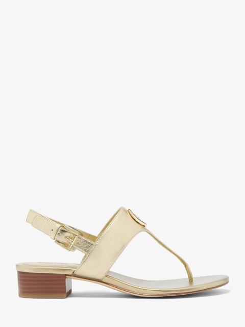 MICHAEL KORS Hannah Metallic Nylon Blend T-Strap Sandal