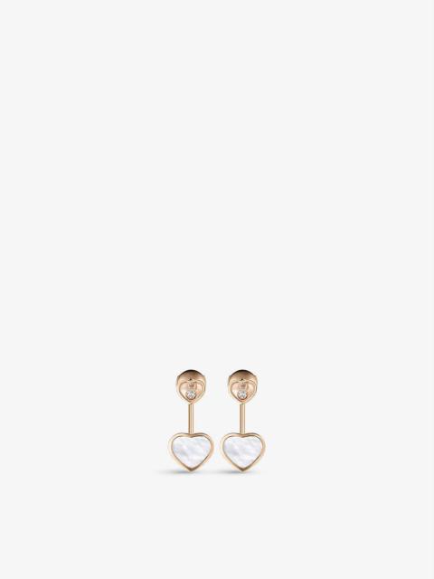 Happy Hearts 18ct rose-gold, 0.08ct diamond and mother-of-pearl earrings