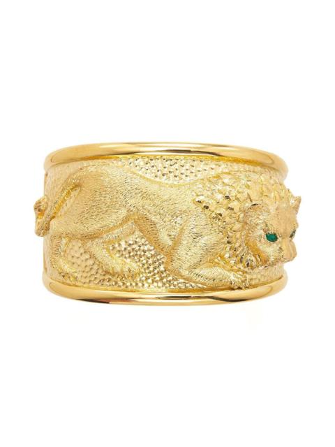 DAVID WEBB Emerald Repousse Lion Cuff Bracelet
