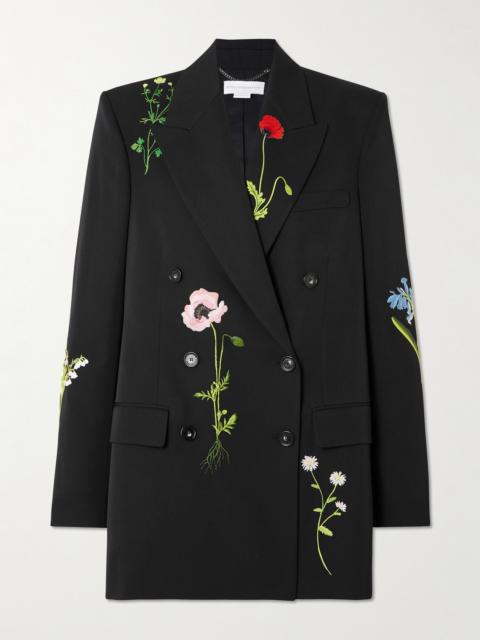 Stella McCartney Oversized Double-breasted Embroidered Wool-twill Blazer