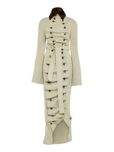 A.W.A.K.E. MODE Cotton-Blend Bib-Front Structured Trench Coat light wash